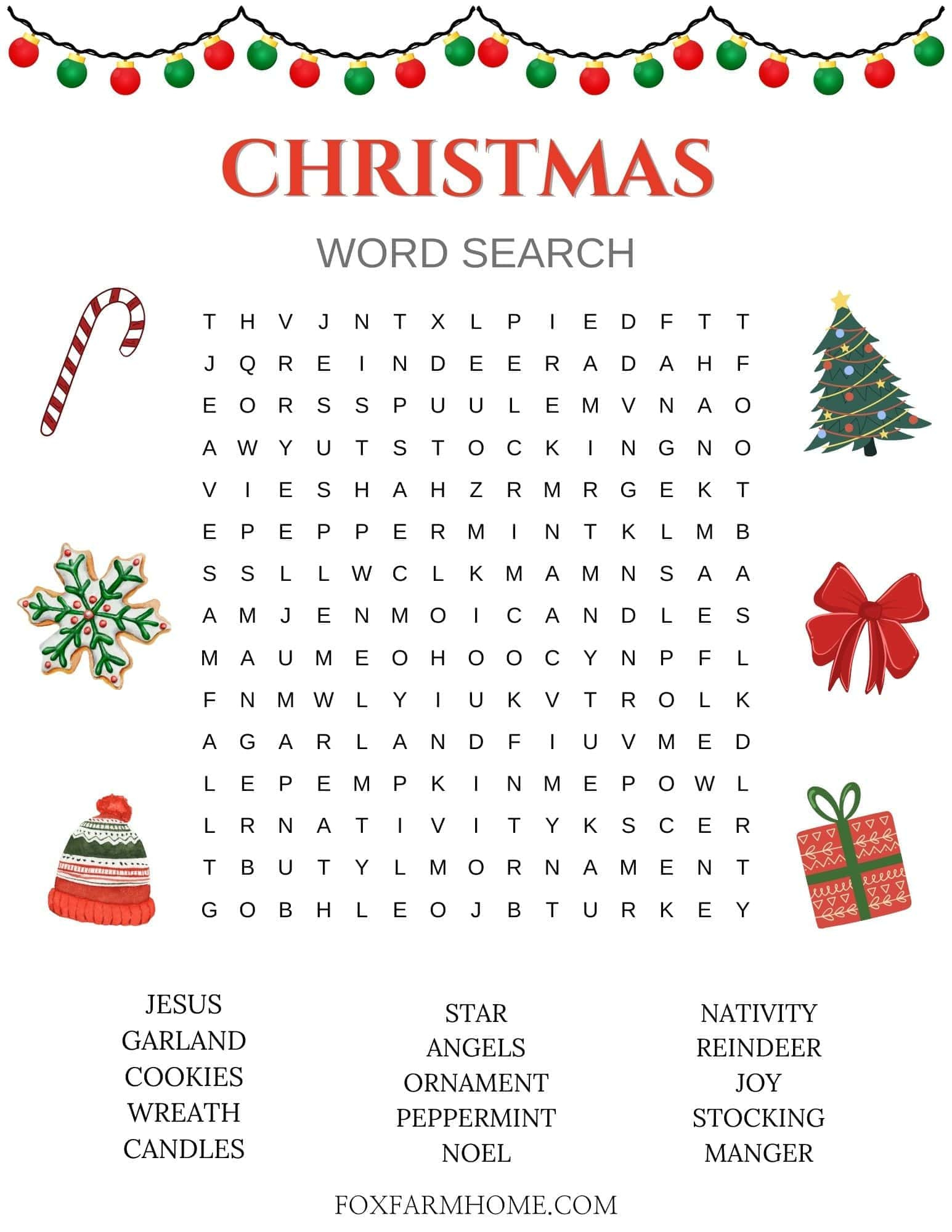 Christmas Word Search For Kids - Fox Farm Home in Christmas Word Search Printable