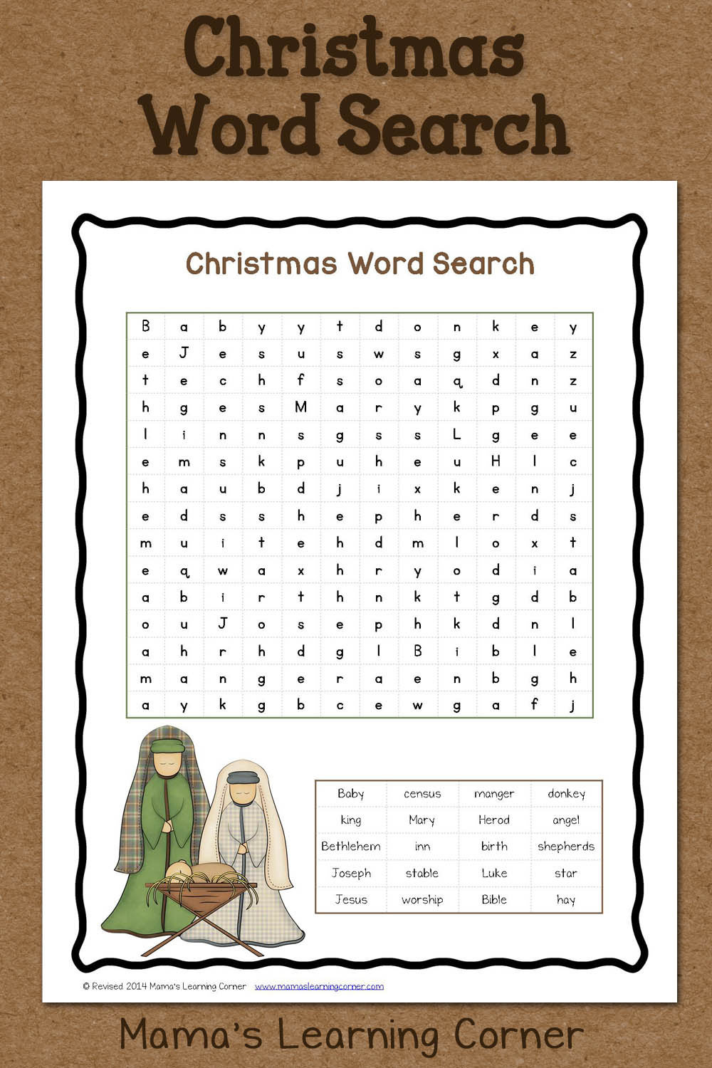 Christmas Word Search: Free Printable - Mamas Learning Corner with regard to Free Printable Christmas Worksheets For 3rd Grade
