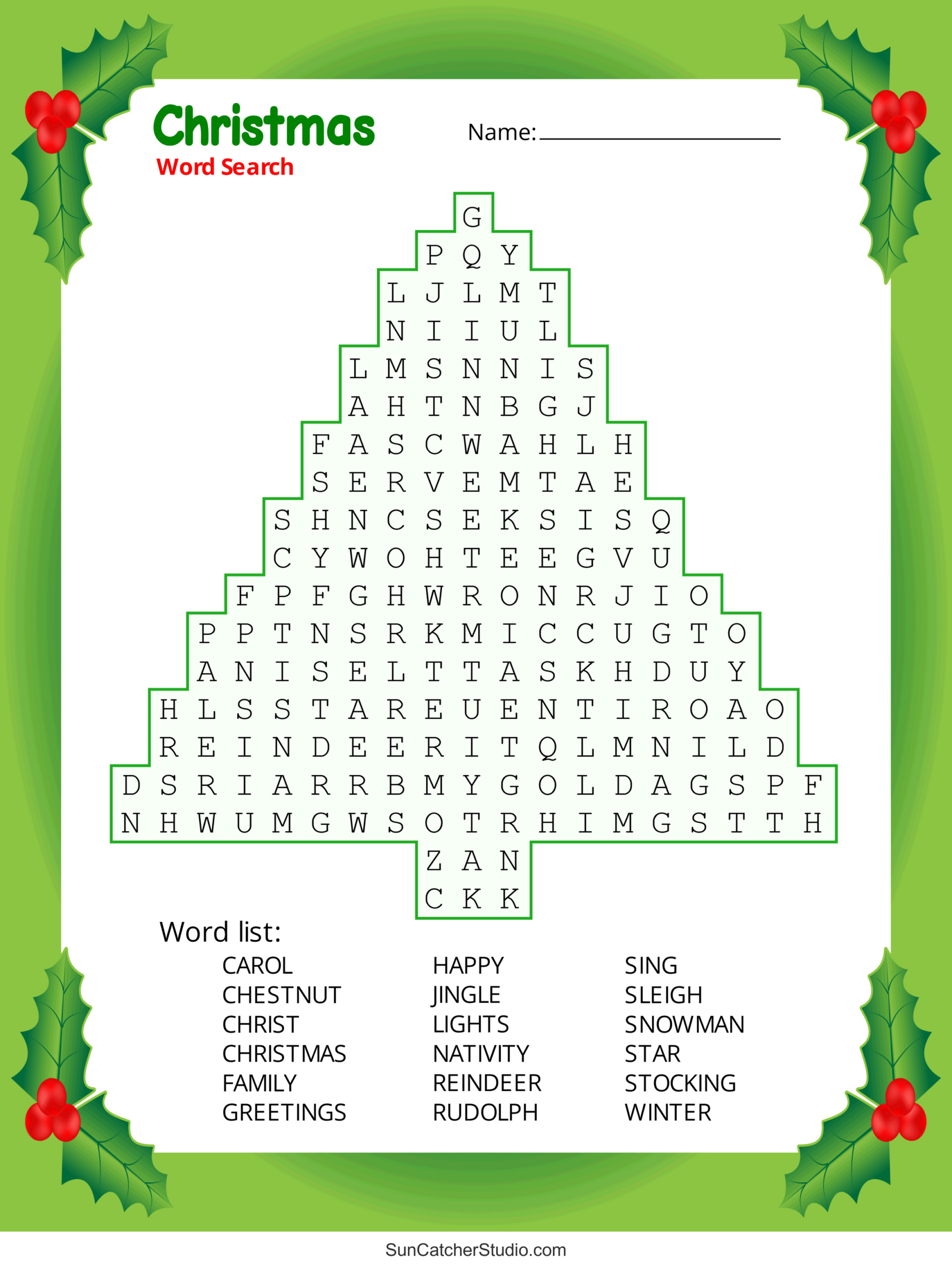 Christmas Word Search (Free Printable Pdf Puzzles) – Free with Christmas Word Search With Answers