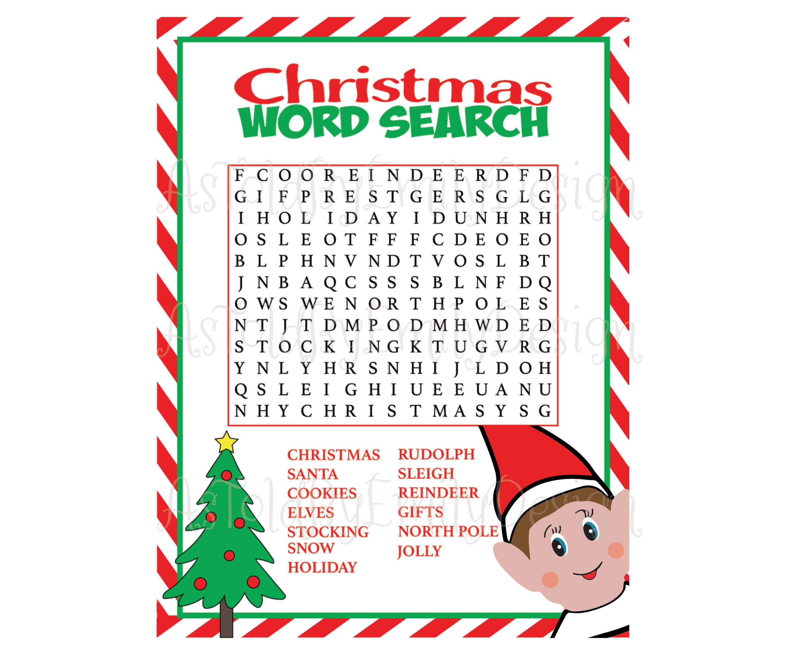 Christmas Word Search From Your Elf Digital Download Printable within Elf on the Shelf Word Search Printable