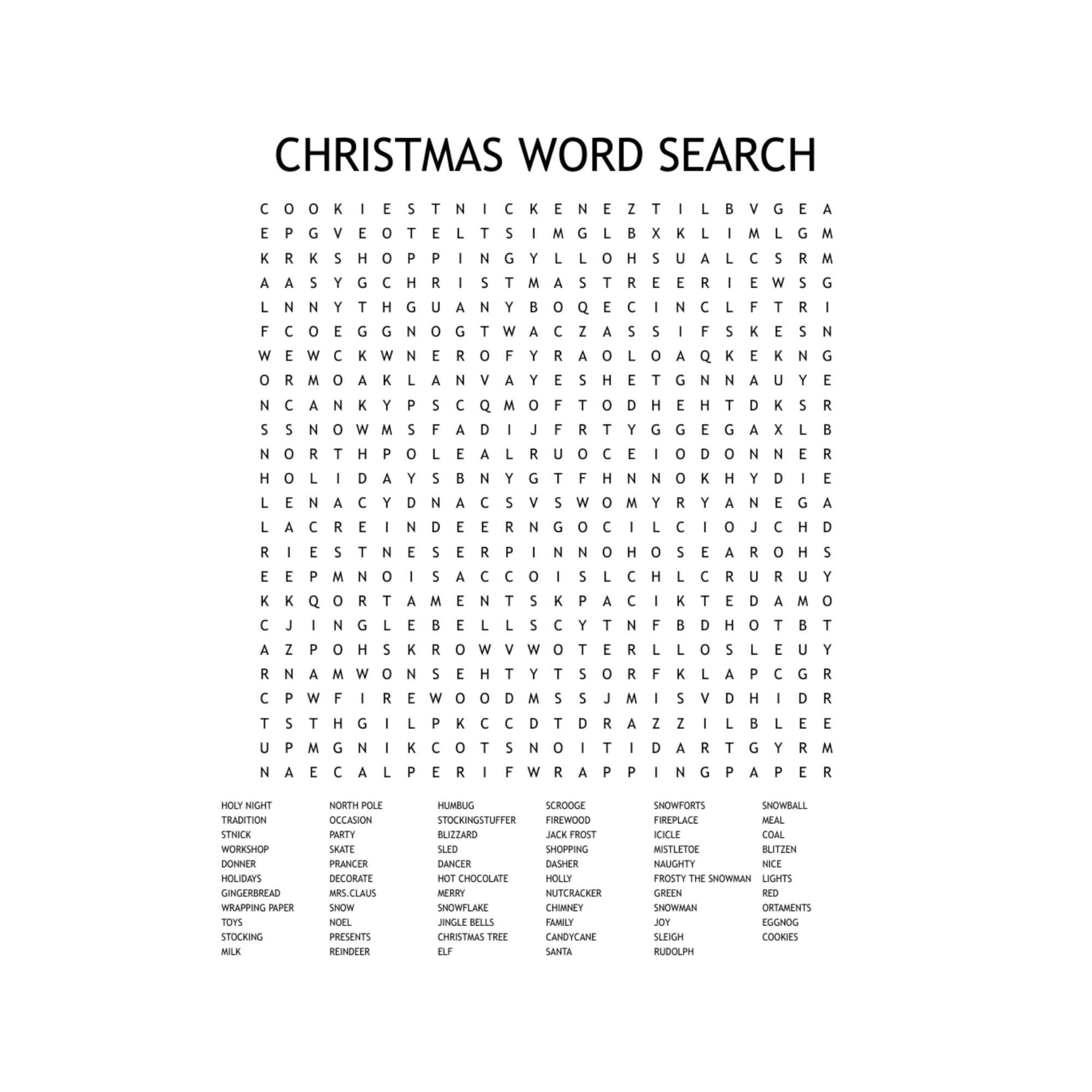 Christmas Word Search Printable Download | Pdf Instant Digital pertaining to Hard Christmas Word Search