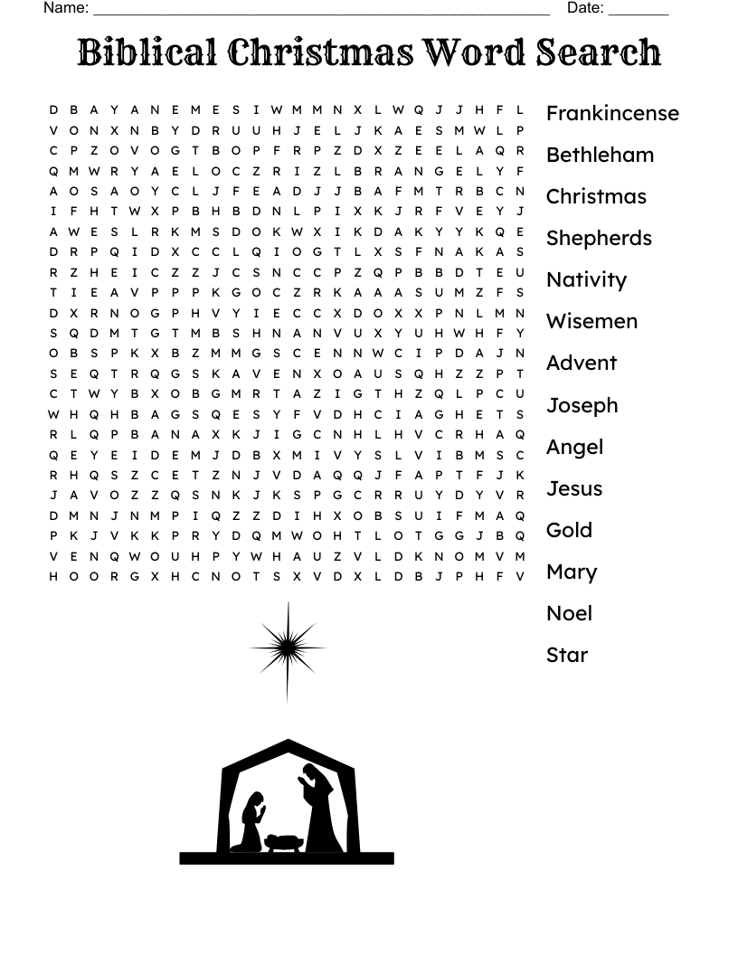 Christmas Word Search - Wordmint inside Christian Christmas Word Search Puzzles Printable