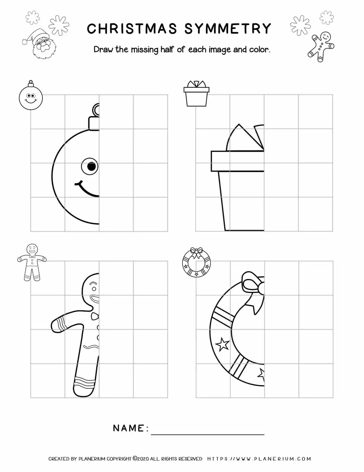 Christmas Worksheet - Symmetry Drawing | Planerium with regard to Christmas Symmetry Worksheets