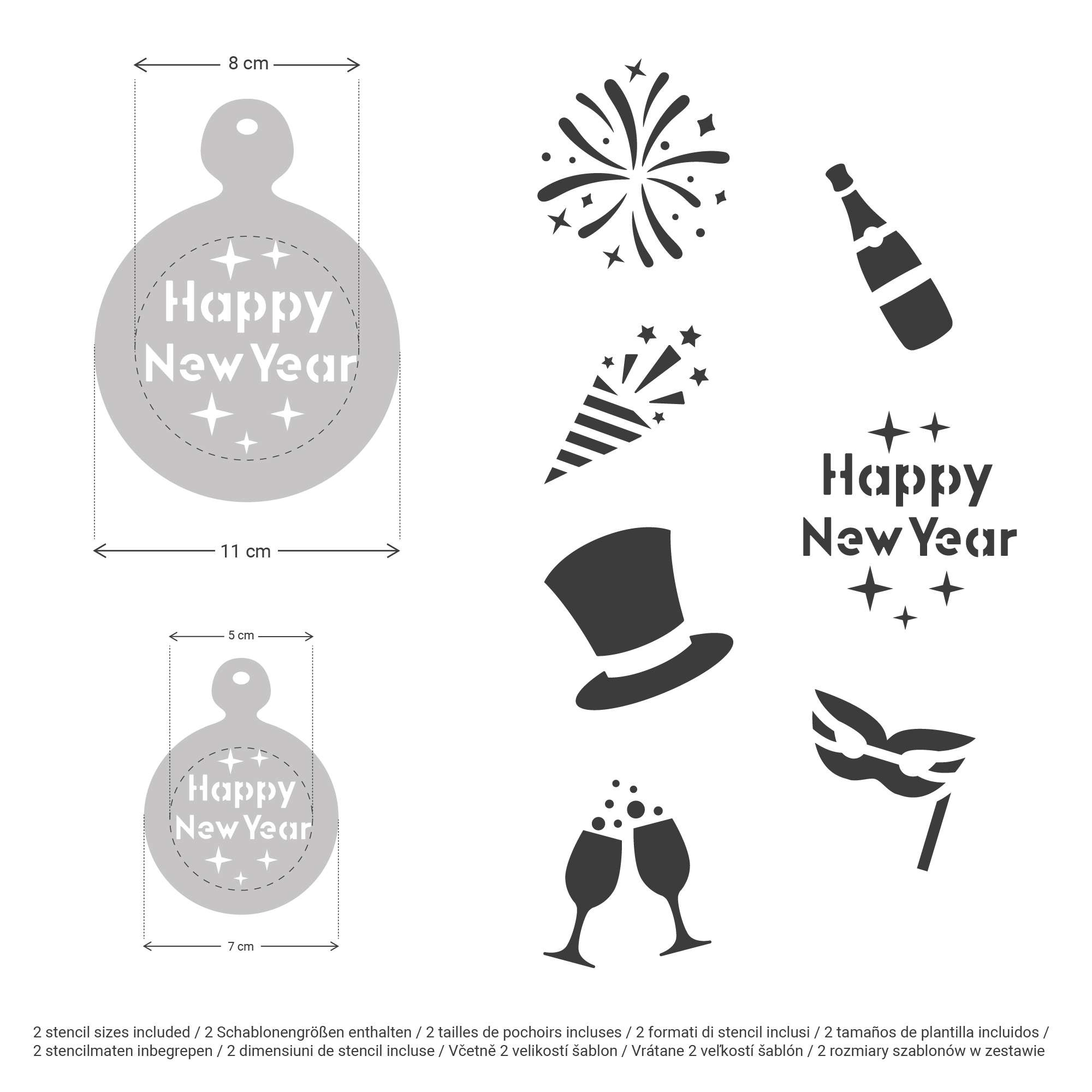 Coffee And Cake Decorating Stencils (14 Pcs.) // New Year’s Eve inside Happy New Year Printable Stencil