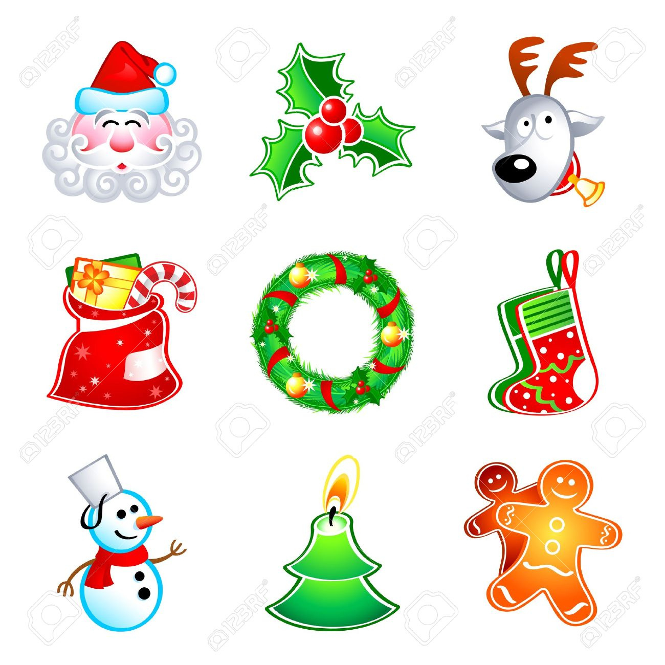 Colorful Icons With Traditional Christmas Symbols Royalty Free Svg for Printable Pictures Of Christmas Symbols