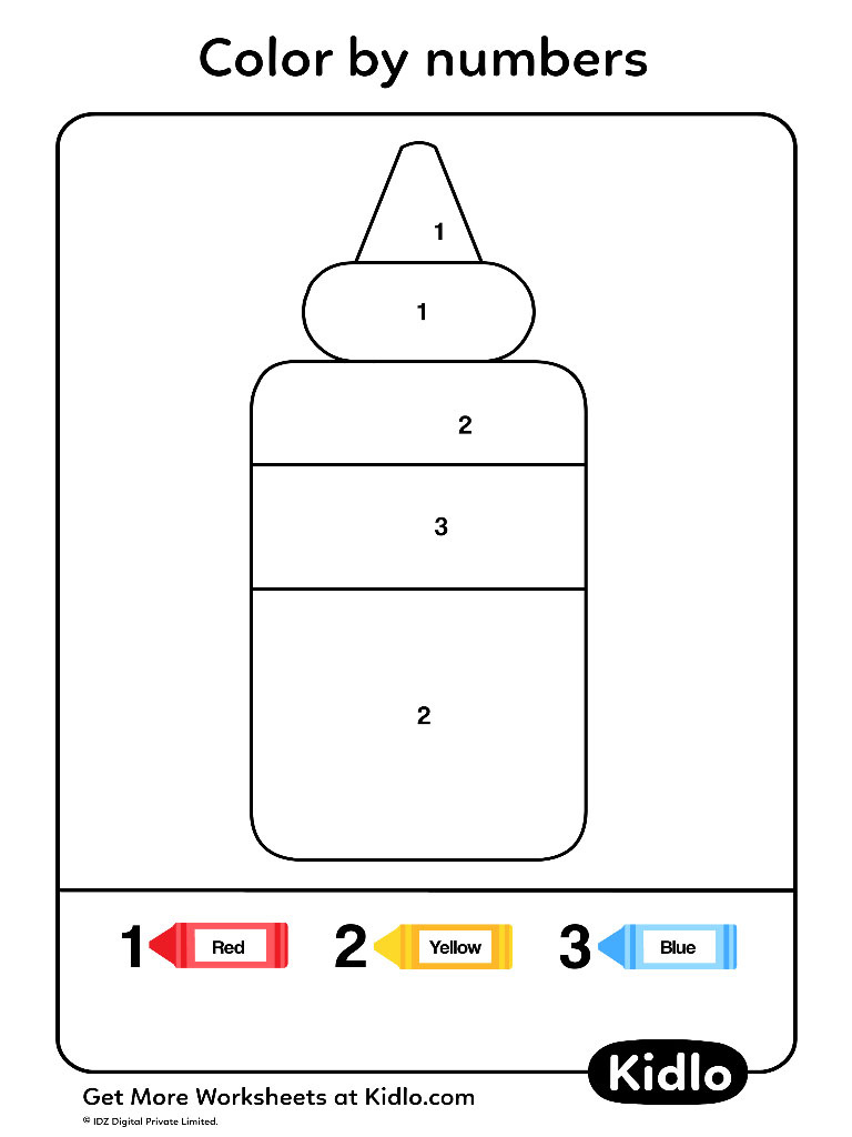 Colornumber - School Objects #08 - Kidlo for Kidloland Snowman Printable