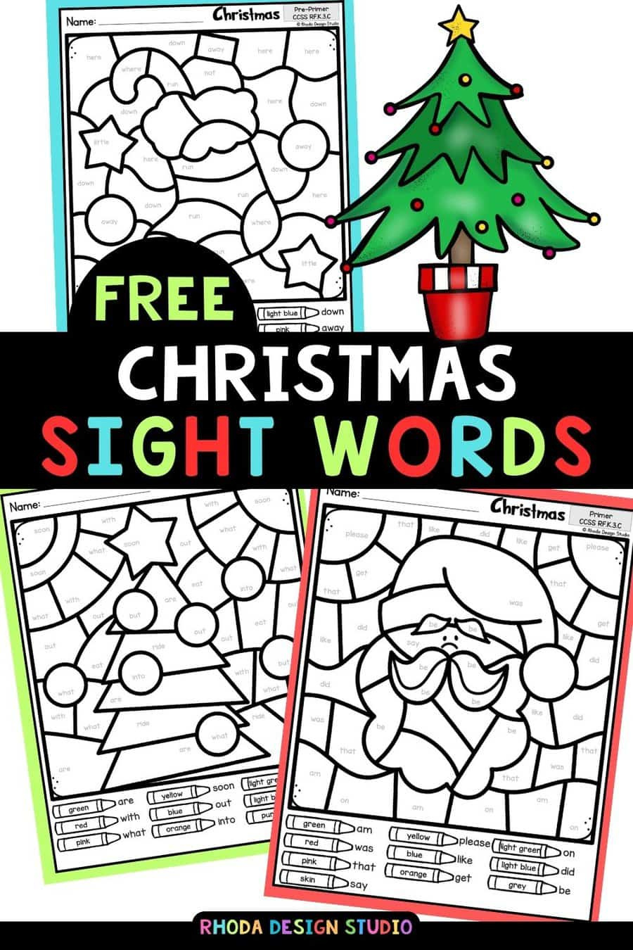 Colorsight Words Christmas Worksheets for Christmas Color By Word Worksheets