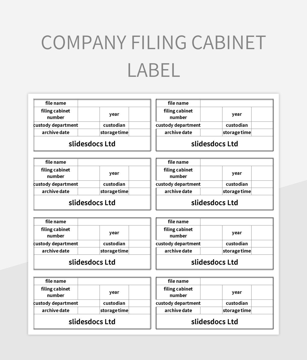 Company Filing Cabinet Label Excel Template And Google Sheets File with regard to Free Printable File Cabinet Labels