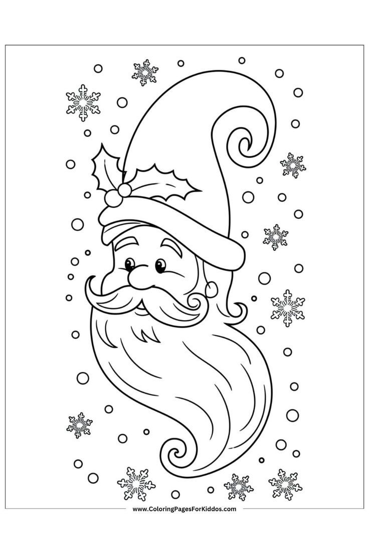 Cool December Coloring Pages Printable For Kids with Santa Beard Coloring Printable