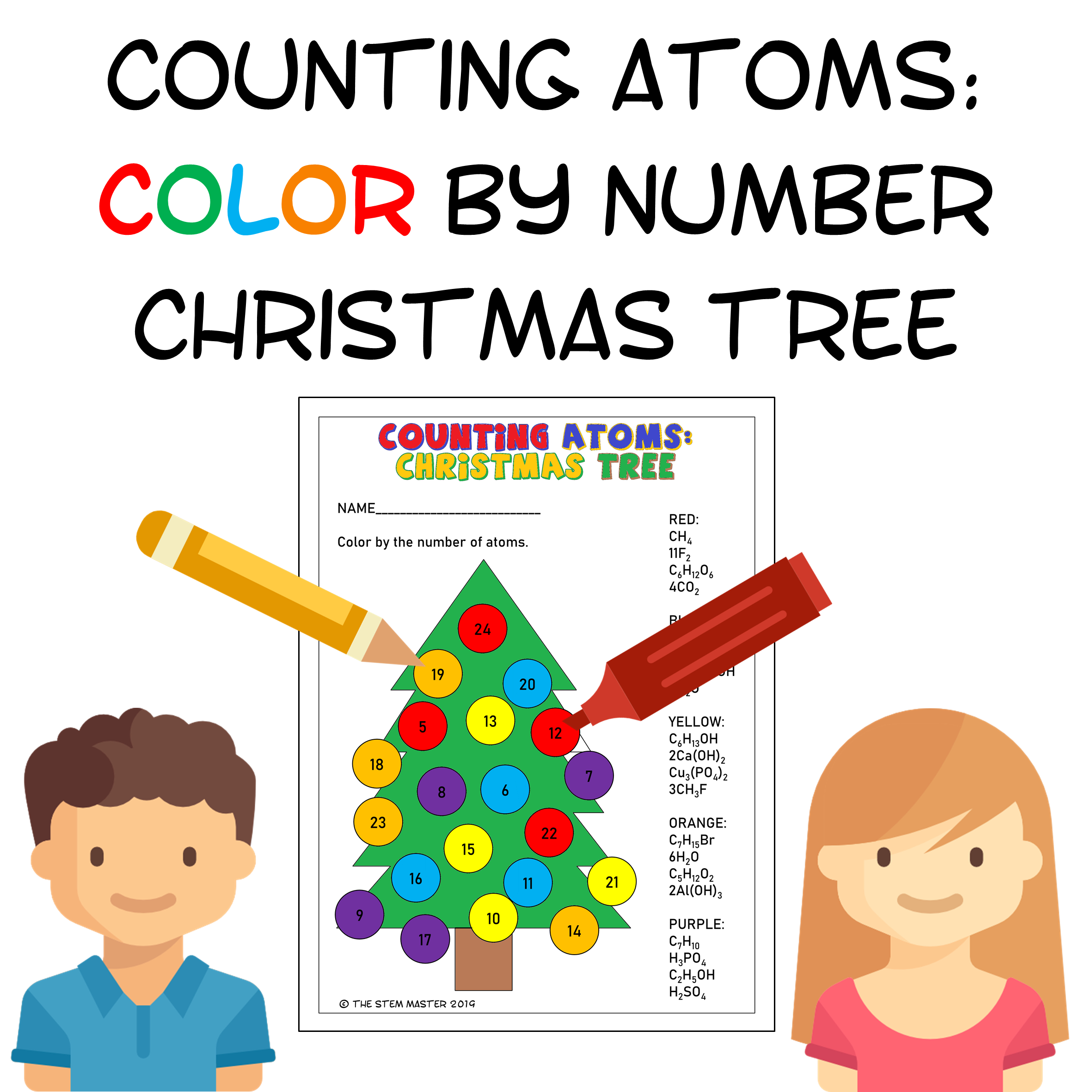 Counting Atoms Christmas Tree | Madeteachers within Christmas Chemistry Worksheet