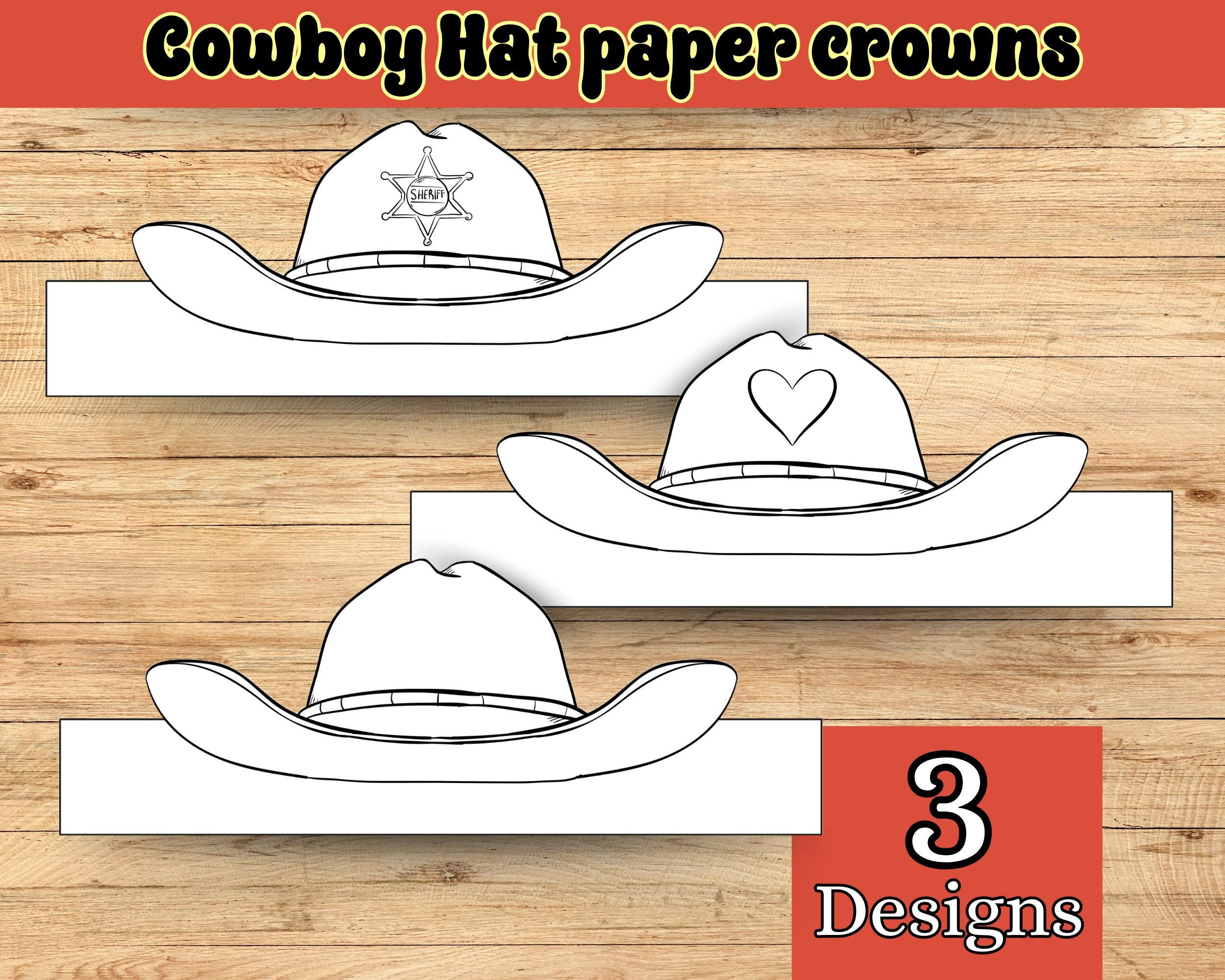 Cowboy Hat Paper Crown, Sheriff Hat, Cowgirl Hat, Coloring Craft regarding Cowboy Hat Printable Template