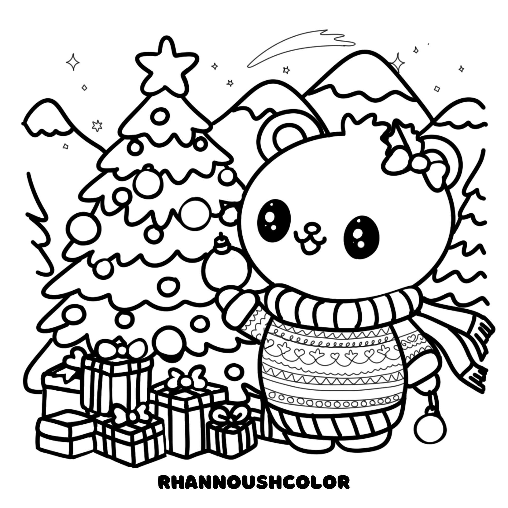 Cozy Christmas Friends Coloring Pages Printable Instant Download within Kawaii Christmas Coloring Pages Printable