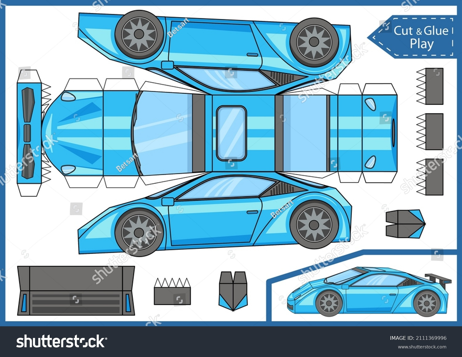 Craft Cut Glue Paper Car Create Stock Vector (Royalty Free inside Free Paper Car Templates