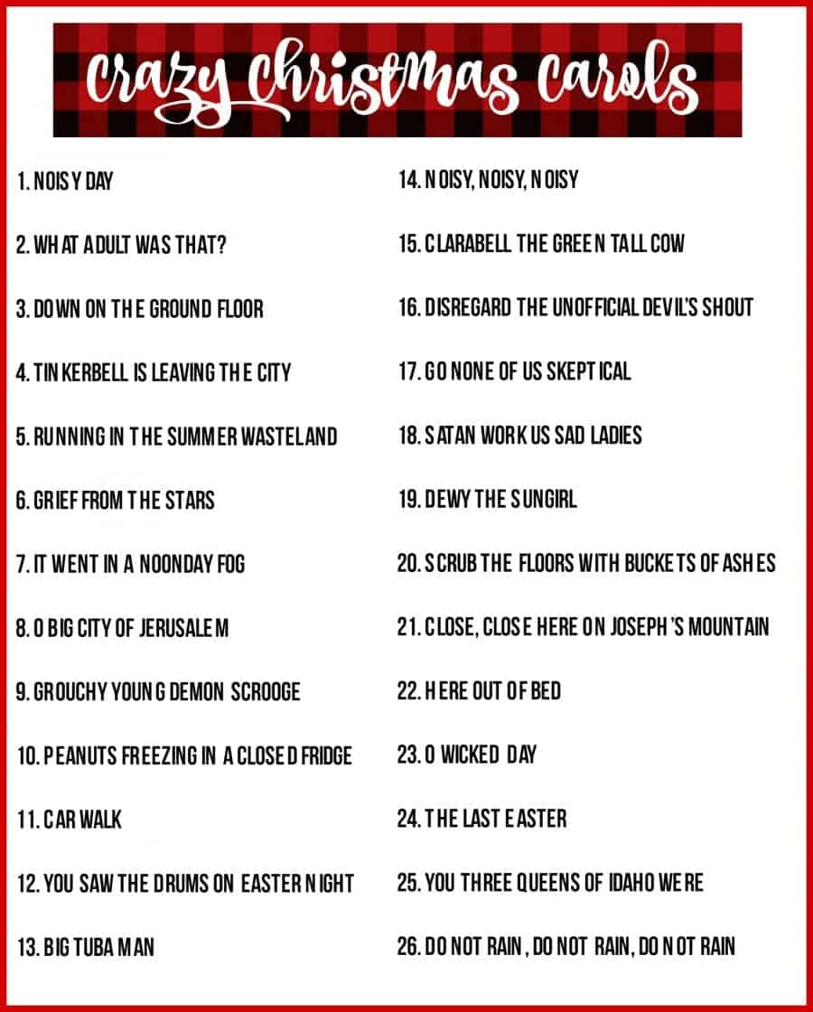 Crazy Christmas Carols Printable - A Girl And A Glue Gun regarding Christmas Carol List Printable