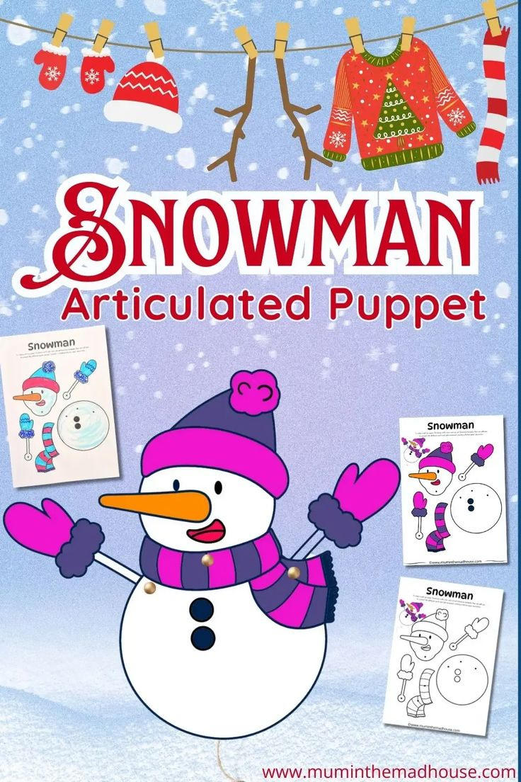 Create Your Own Snowman Puppet: Free Templates Available intended for Snowman Puppet Printable
