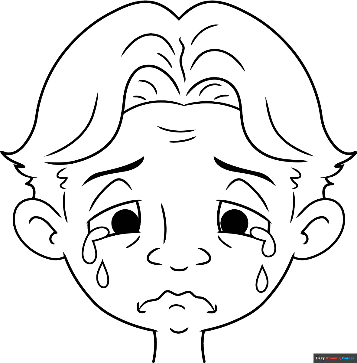 Crying Face Coloring Page | Easy Drawing Guides inside Free Printable Sad Faces