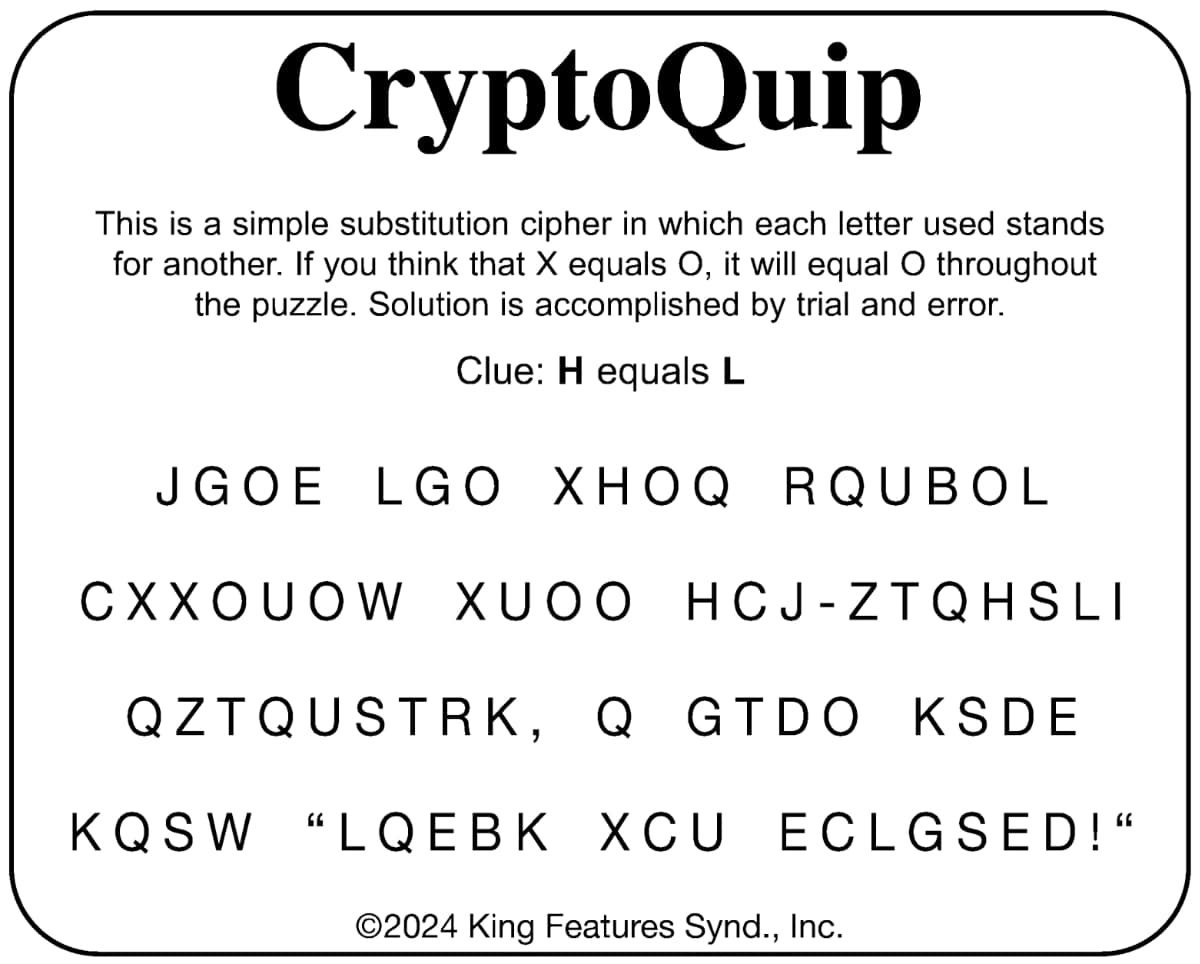 Cryptoquip: June 13 — Your West Central Voice pertaining to Free Printable Cryptoquip Puzzles