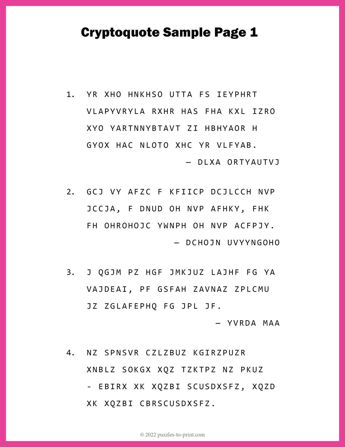 Cryptoquote Sample 1 pertaining to Free Daily Printable Cryptoquote Puzzles