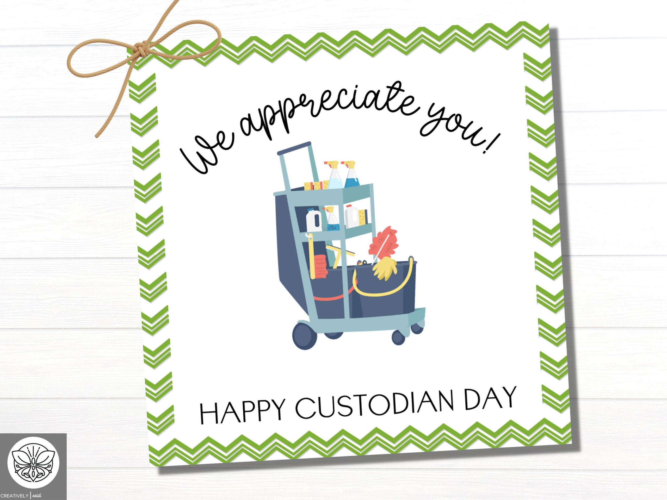 Custodian Appreciation Day Printable Gift Tag | Janitor Thank You regarding Free Printable Custodian Thank You Cards
