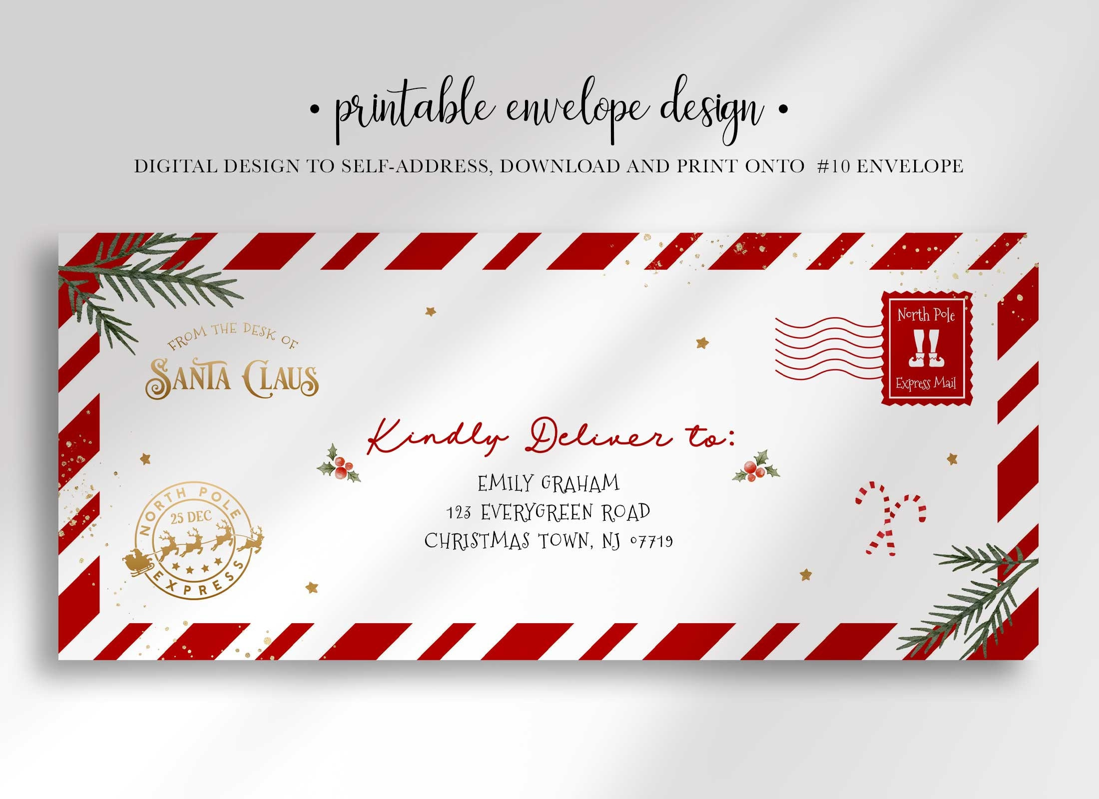 Customizable North Pole Santa Letter Envelope Template: Printable intended for Christmas 10 Envelope Template