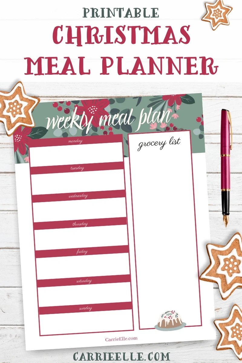 Cute And Simple Printable Christmas Meal Planner - Carrie Elle for Christmas Menu Planner Printable