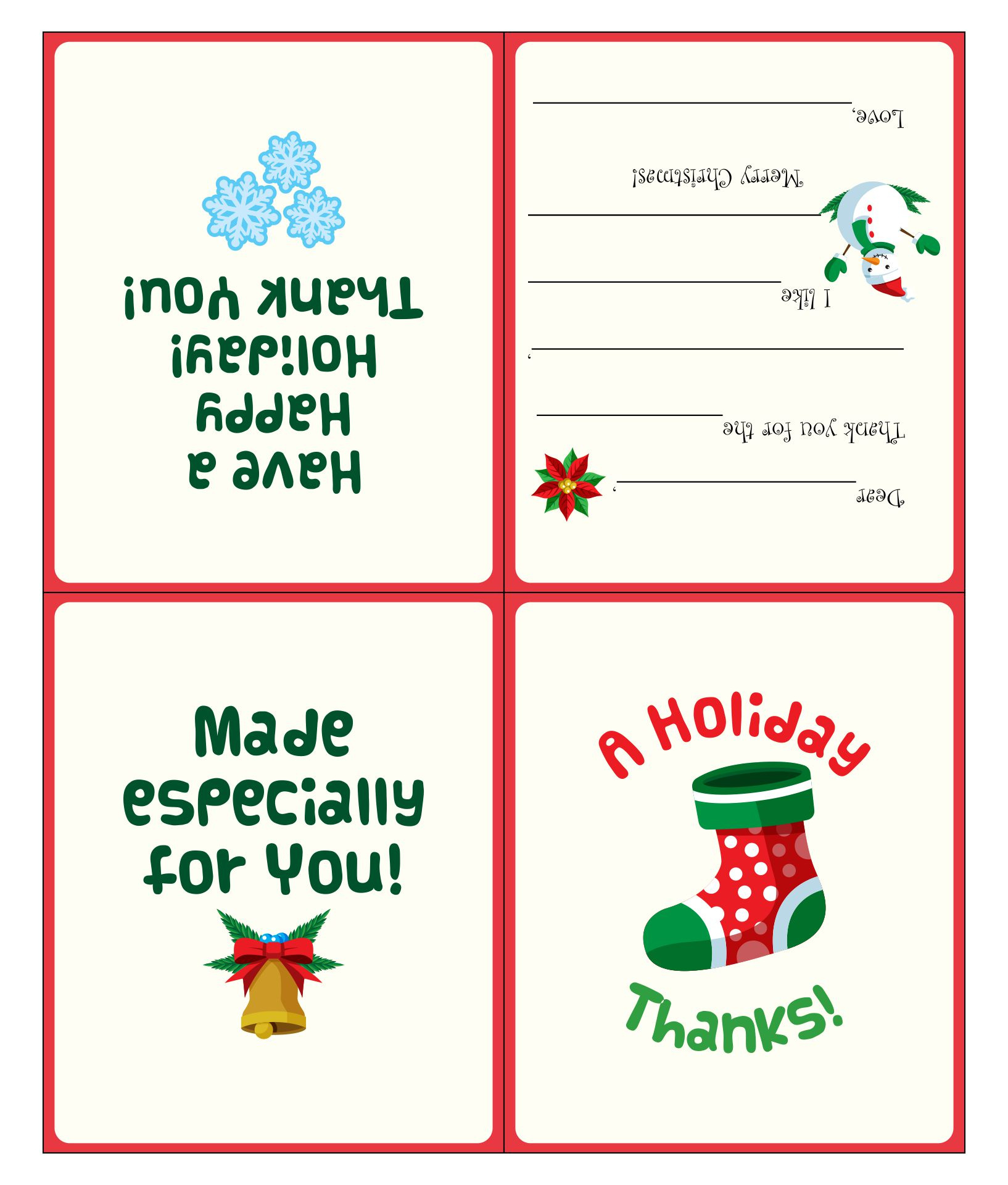 Cute Christmas Cards Quarter Fold - 10 Free Pdf Printables with Quarter Fold Christmas Card Free Printable