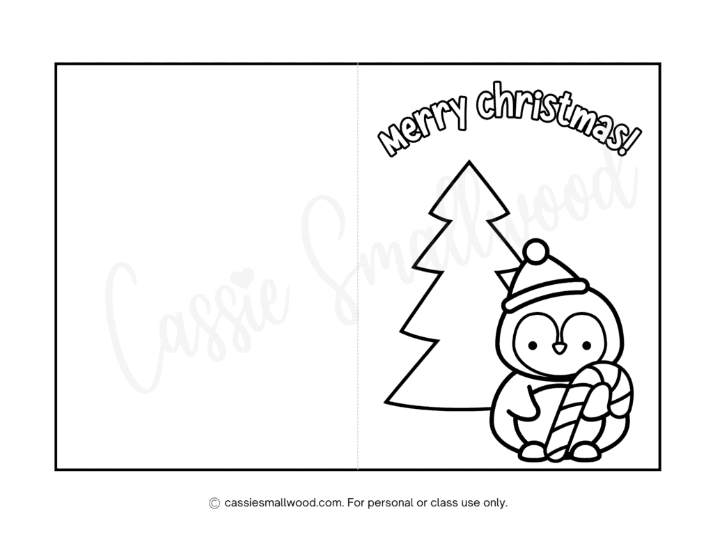 Cute Christmas Cards To Color - Cassie Smallwood in Printable Christmas Card Coloring Pages