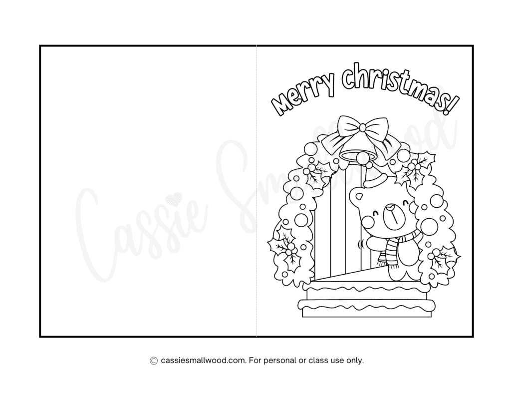Cute Christmas Cards To Color - Cassie Smallwood pertaining to Printable Christmas Card to Color