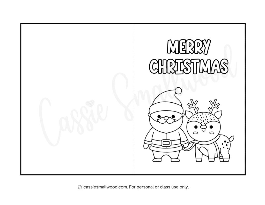 Cute Christmas Cards To Color - Cassie Smallwood within Printable Christmas Card Colour