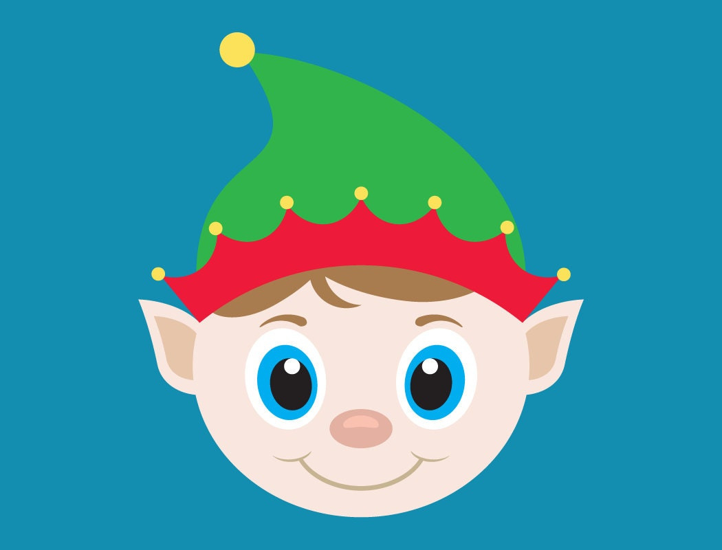 Cute Elfs Svg Cut Files, Png Elf Clipart, Christmas Clip Art, Elf in Elf Face Printable