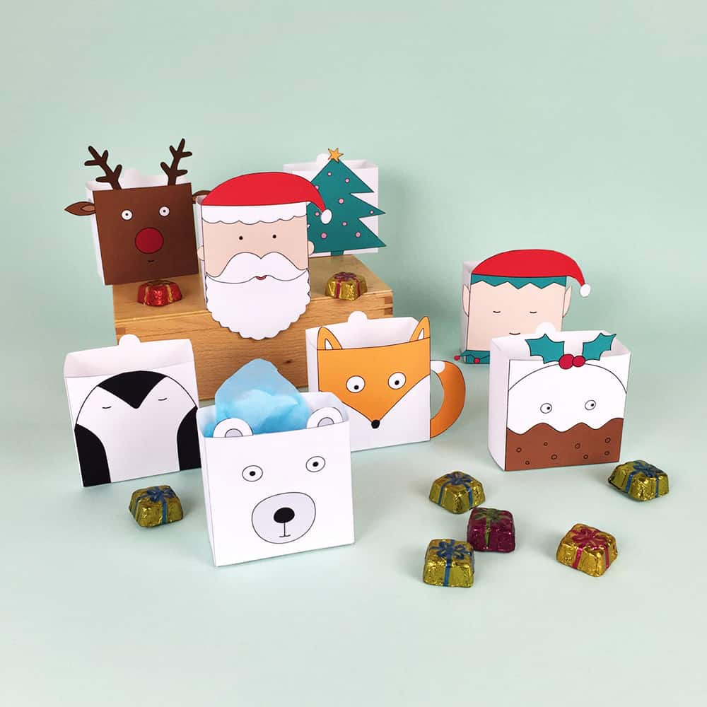 Cute Free Printable Christmas Holiday Favor Boxes inside Christmas Box Template Printables