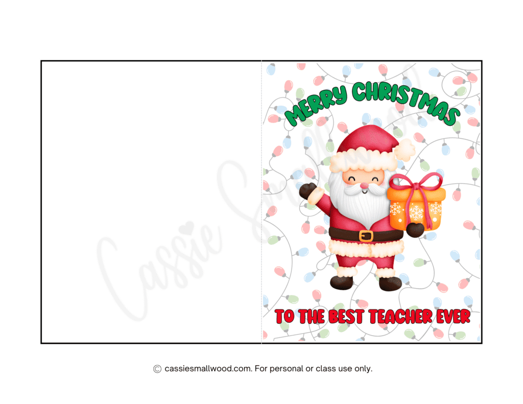 Cute & Funny Teacher Christmas Cards (Free Printable) - Cassie inside Christmas Card For Teacher Printable