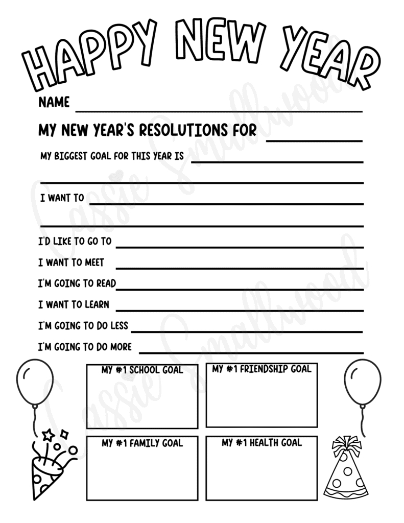 Cute New Year&amp;#039;S Resolution Worksheets (Free Printable) - Cassie intended for New Year Resolutions Printable Worksheets