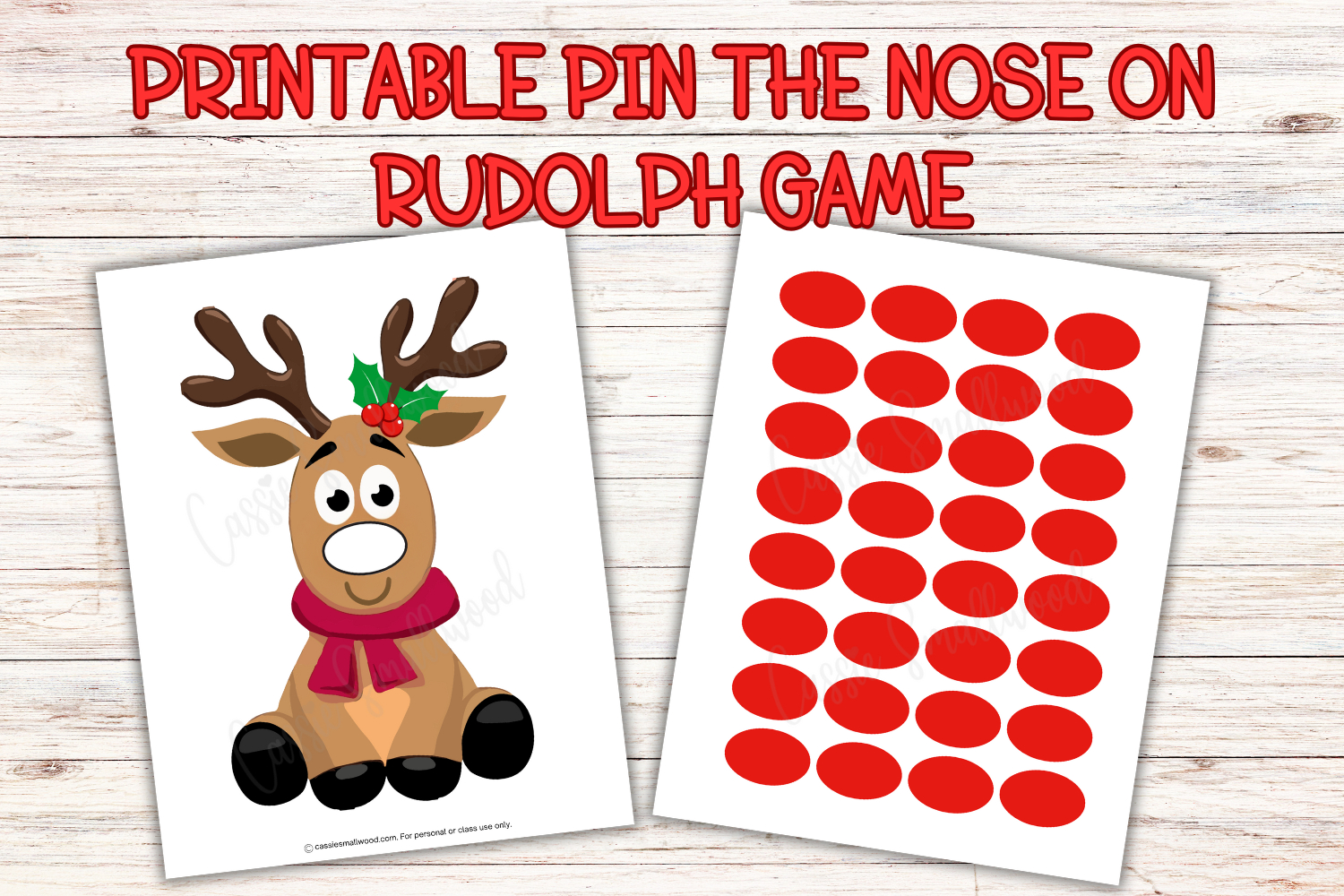 Cute Pin The Nose On Rudolph Game (Free Printable) - Cassie Smallwood for Rudolph Nose Printable