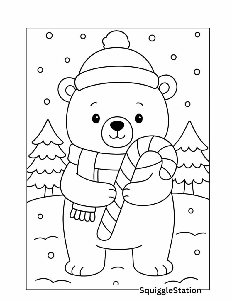 Cute Polar Bear Christmas Coloring Pages (Free Printables regarding Christmas Polar Bear Printable