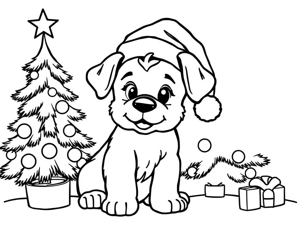 Cute Puppy Christmas Coloring Page - Free Printable Coloring Page with regard to Cute Christmas Coloring Pages Printable