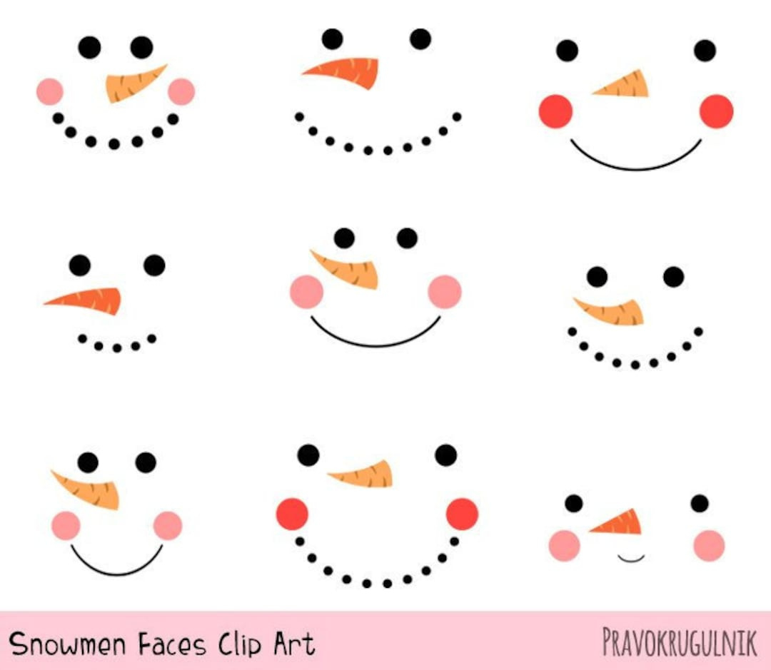 Cute Snowmen Faces Clipart, Funny Snowman Mouth Eyes Nose, Christmas  Clipart, Holiday Clipart, Winter Clip Art, Funny Snowman Head Clipart - Etsy intended for Printable Snowman Mouth