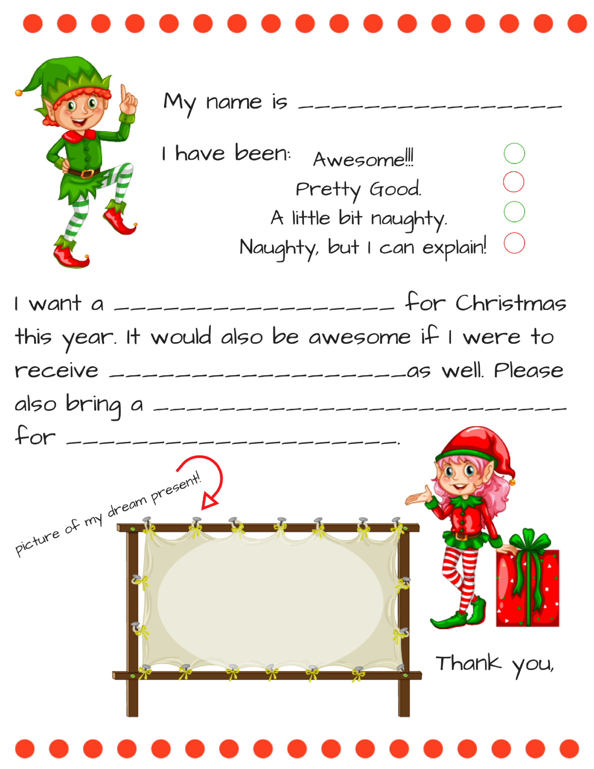Dear Santa Fill In Letter Template - Momdot with Christmas Letter Printable Templates