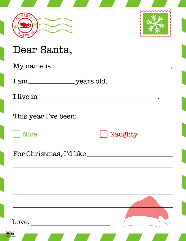 Dear Santa Letter Printables - Free | Printabulls for Santa Letter Printable