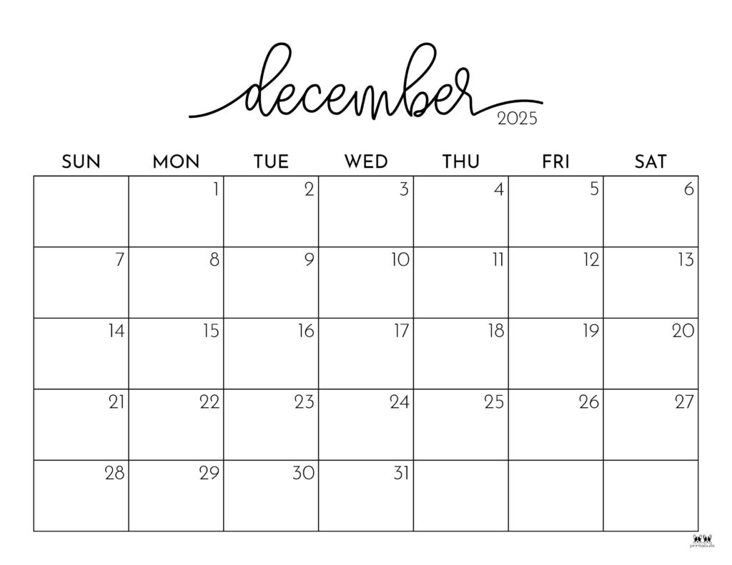 December 2025 Calendars - 107 Free Printables | Printabulls within December Planner Pages Printable
