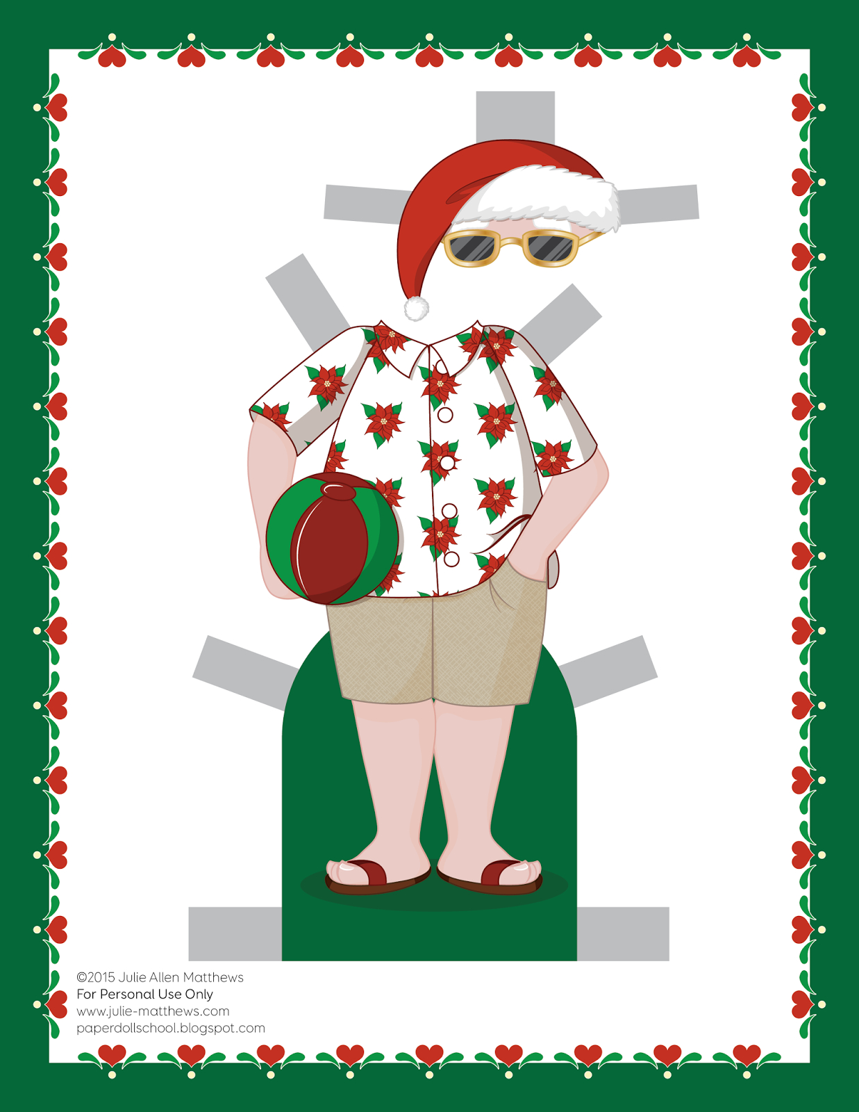 December Paper Doll -- Santa Claus, Outfit 7 intended for Santa Paper Doll Printable