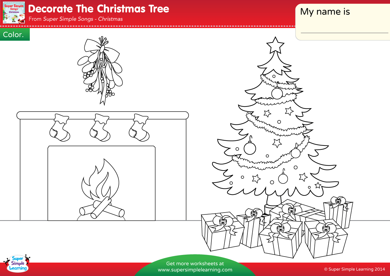 Decorate The Christmas Tree Worksheet - Color - Super Simple intended for Christmas Tree Worksheets