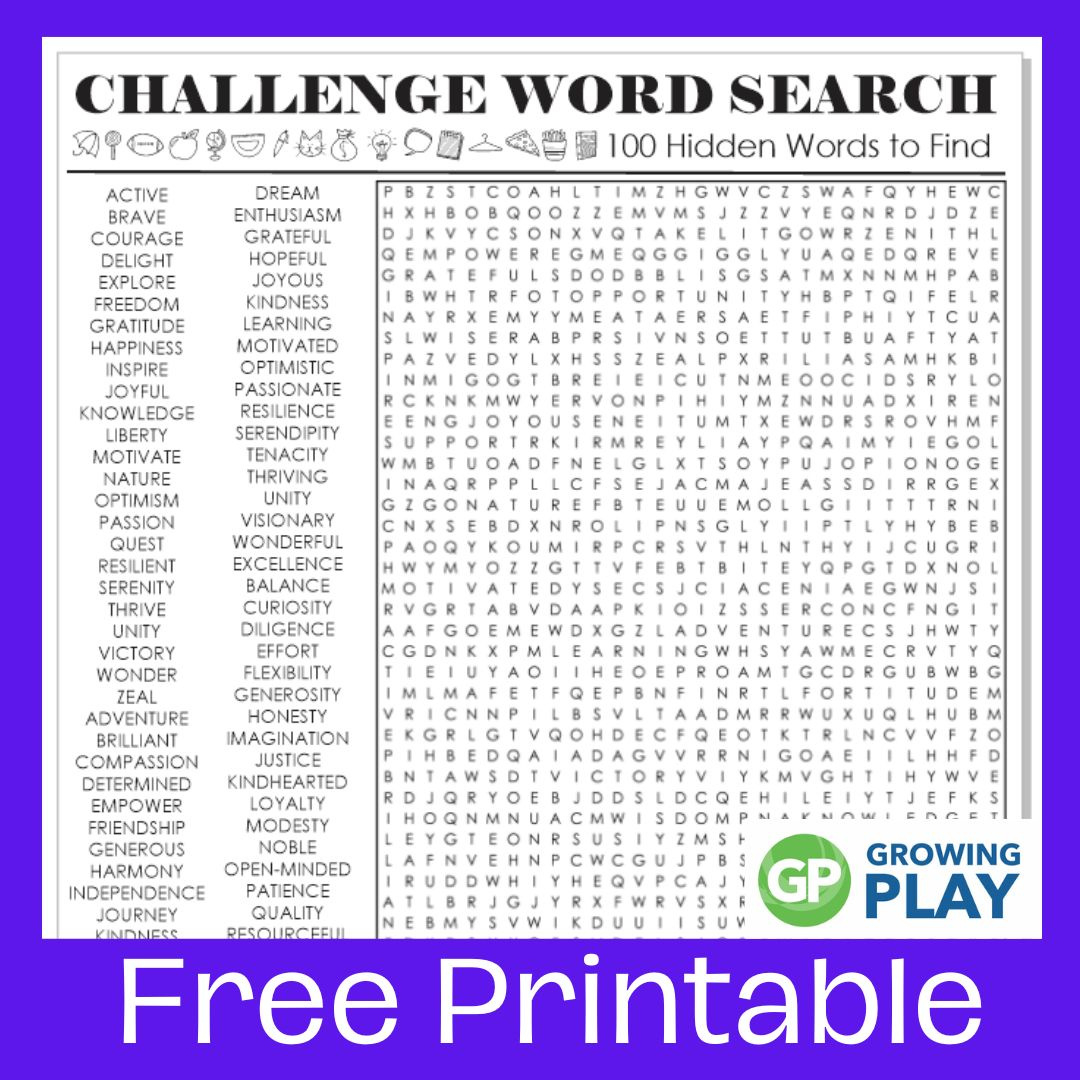 Difficult Word Search Puzzle - Free Challenge Printable - Growing Play with Free Printable Difficult Word Searches For Adults