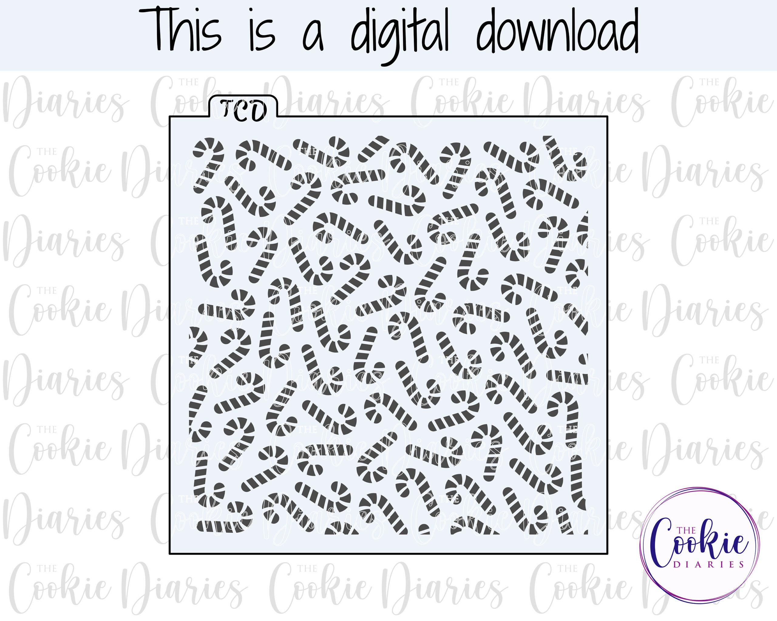 Digital - Candy Canes Cookie Stencil File throughout Free Printable Cookie Stencil Templates