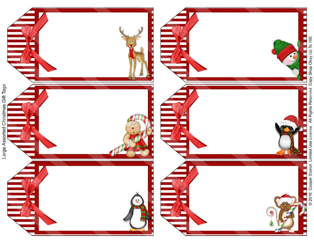 Digital Printable Assorted Large Holiday Gift Tags - Christmas in Blank Printable Christmas Labels
