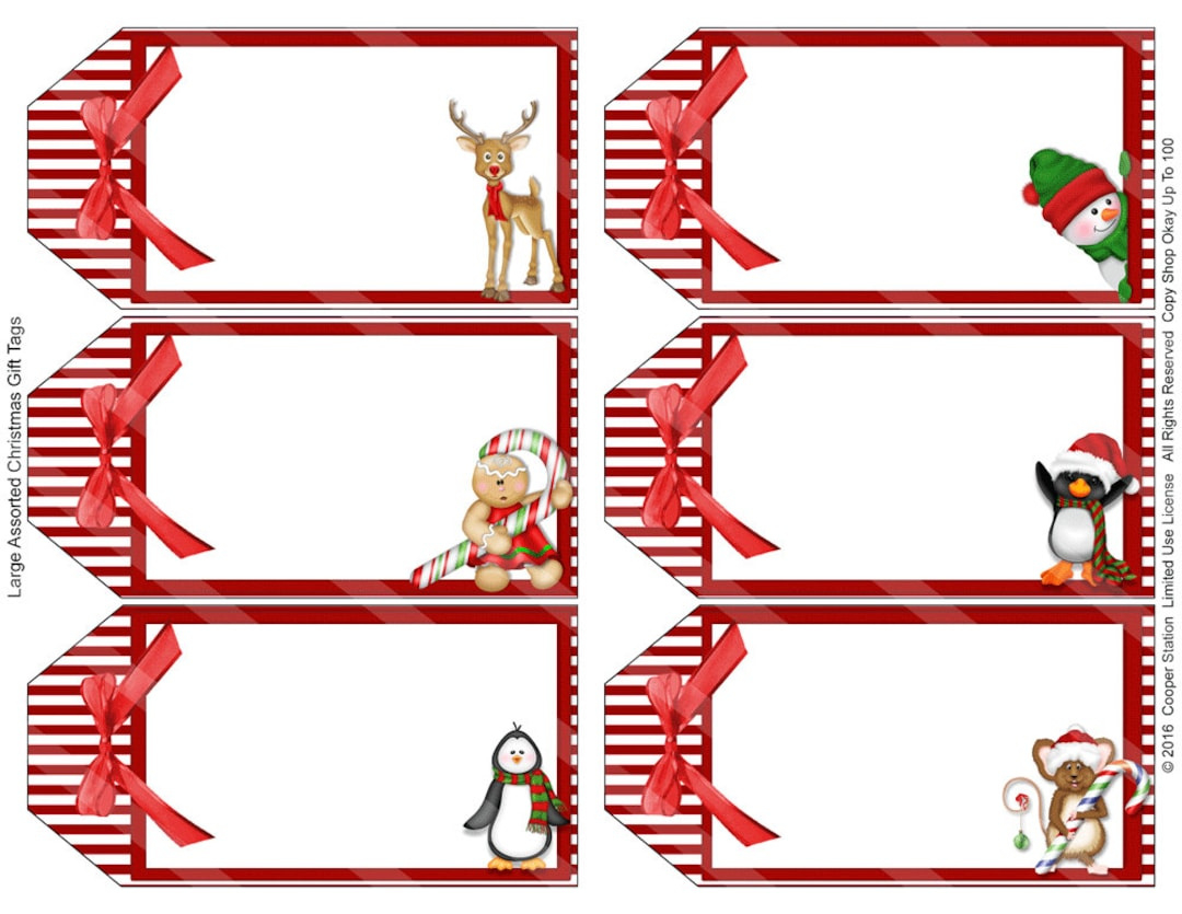 Digital Printable Assorted Large Holiday Gift Tags - Christmas with regard to Printable Large Christmas Tags