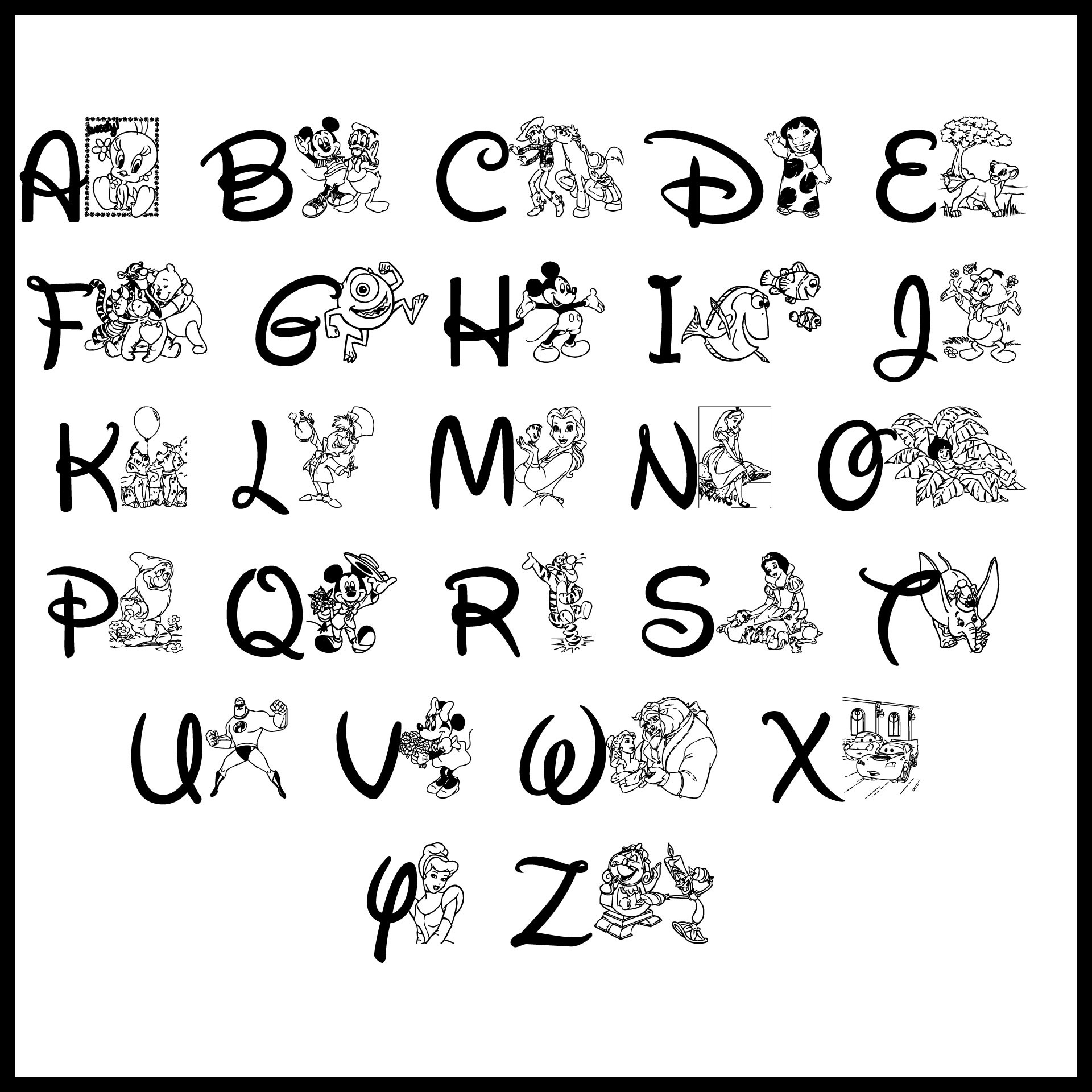 Disney Letters Printable - Printable Party Favors in Free Printable Disney Alphabet Letters