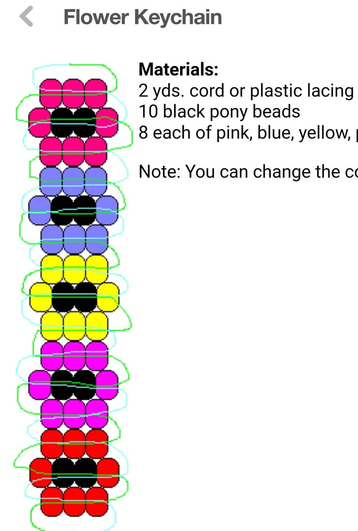 Diy Flower Keychain With Pony Beads within Pony Bead Patterns Free Printable