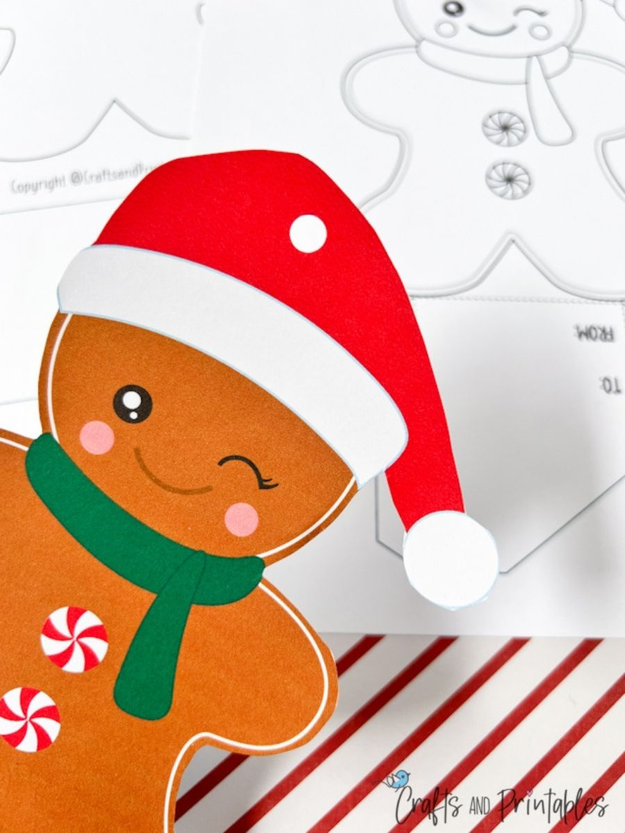 Diy Gift Card Holder Template Gingerbread Man Santa Hat » Crafts And  Printables Shop inside Printable Gingerbread Man With Santa Hat