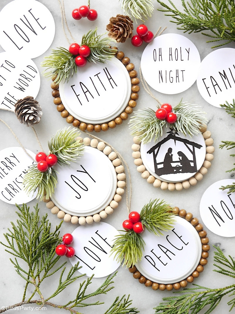 Diy Rae Dunn Inspired Christmas Tree Ornaments With Printables inside Christmas Decoration Ideas Printable